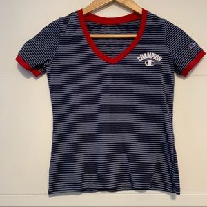 Champion | Striped Long Crop Tee Shirt